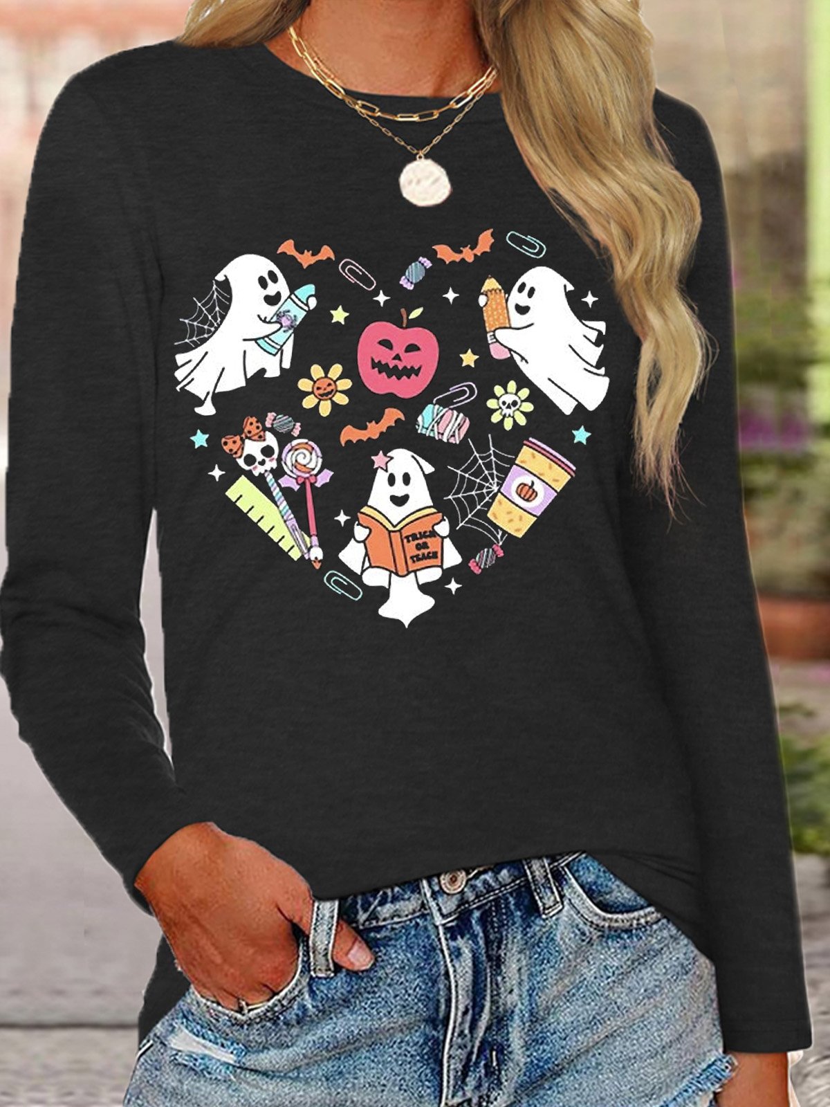 Casual Cotton witch Halloween T-Shirt